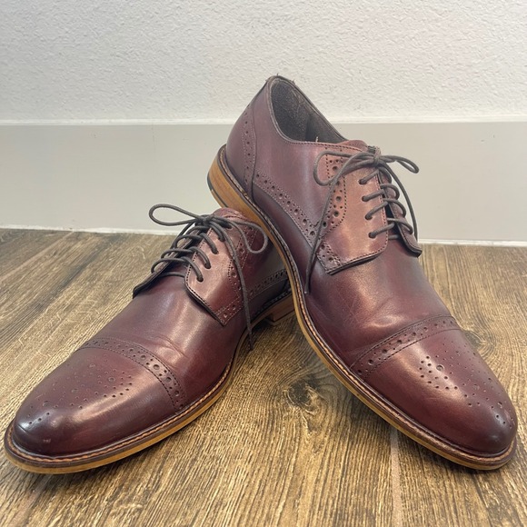 Joseph Abboud Other - Joseph Abboud Owings Burgundy Leather Cap Toe Oxford Dress Shoes Mens 11.5
